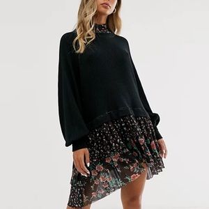 Free people black combo dress.